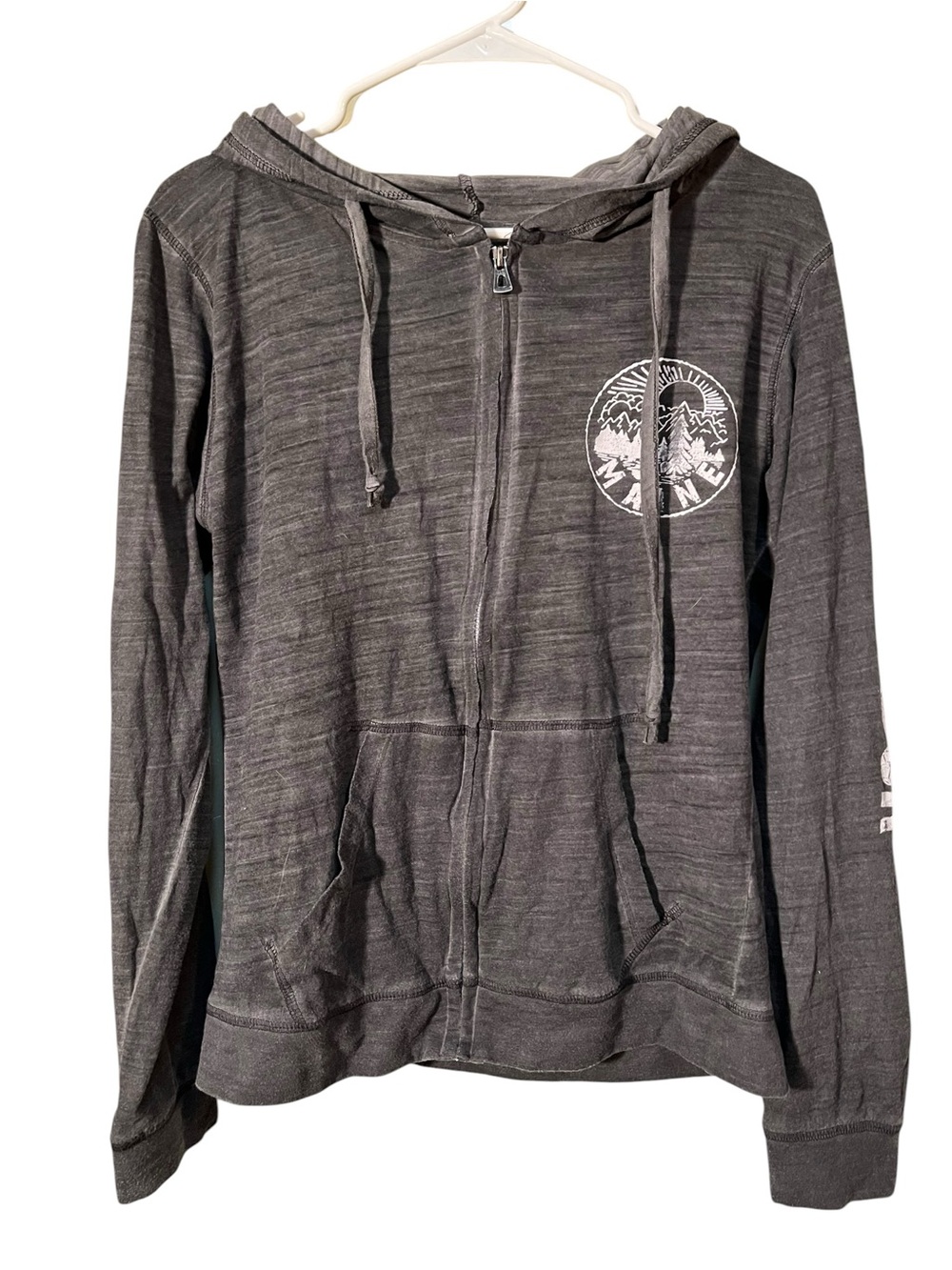 Ragwear USA Women's Size Medium Lightweight Hoodie Zip Up Gray White Bar Harbor